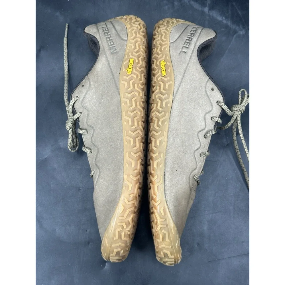 Merrell Vapor Glove 6 LTR‎ Trail Leather Barefoot Olive Green w Gum M's Sz 14